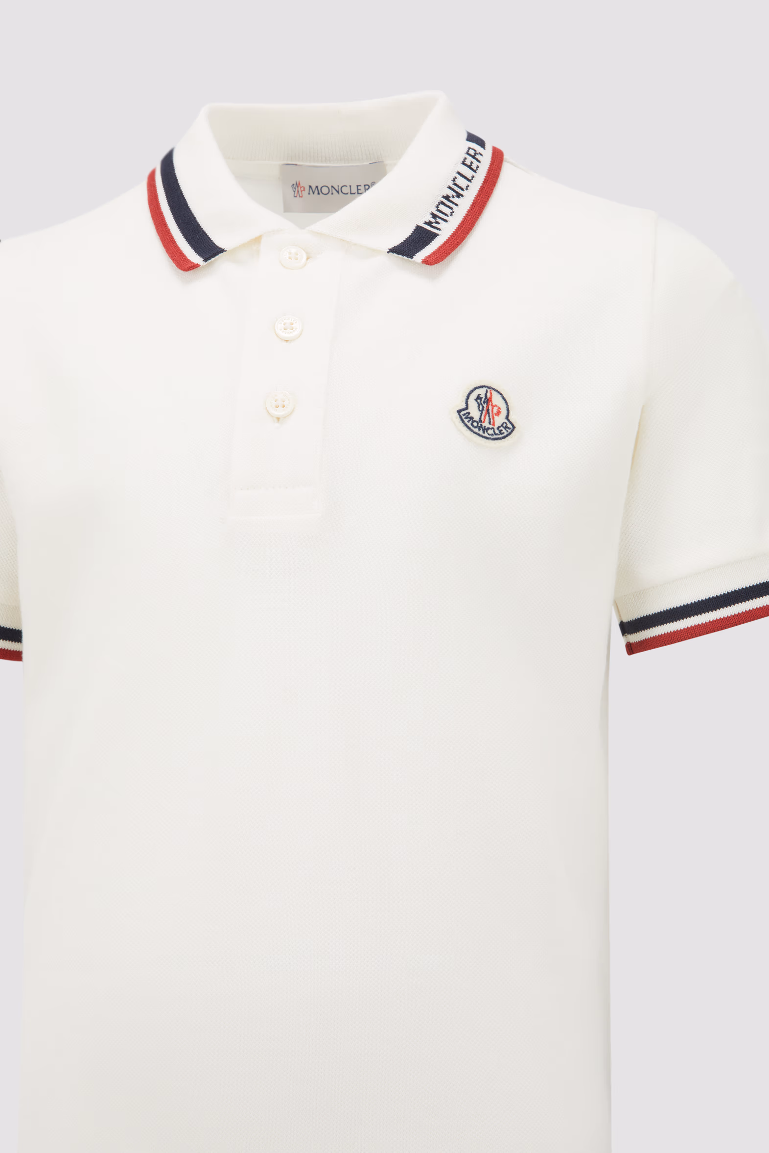 Tricolor-Trimmed Cotton Piquet Polo Shirt Boy White Moncler 4